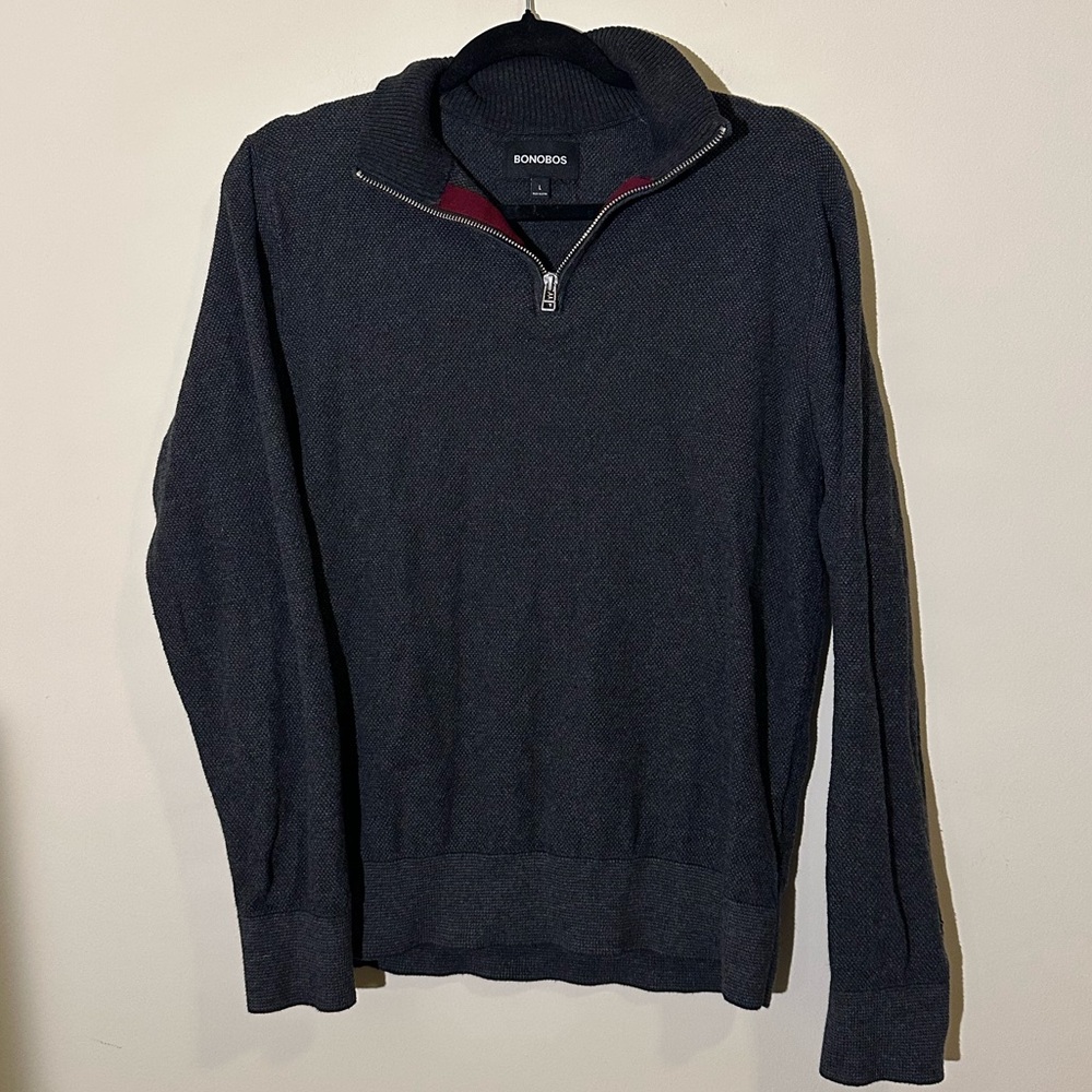 Bonobos 1/4 Zip Long Sleeve Gray Sweater